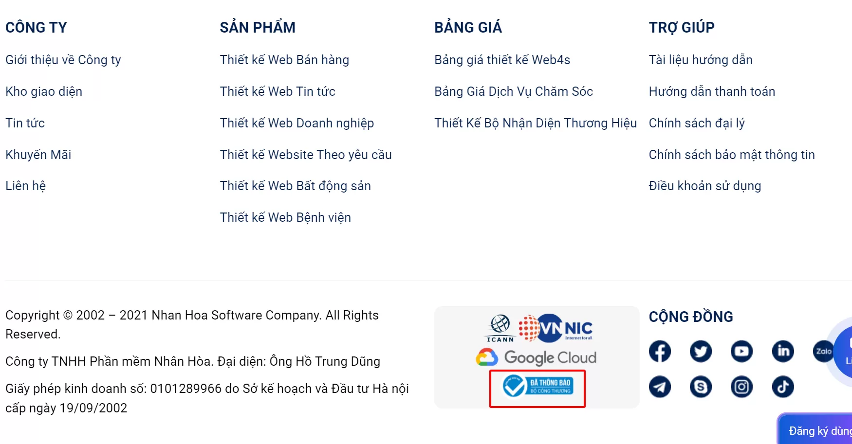 đăng ký website với Bộ Công Thương